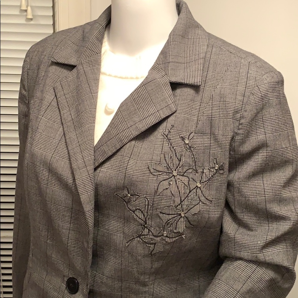 OSCAR DE LA RENTA PLAID BLAZER JACKET SIZE 10